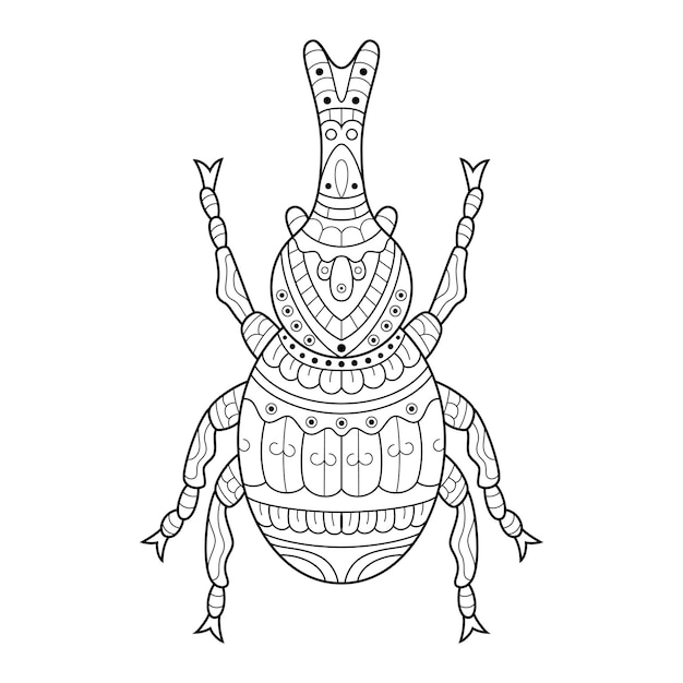 Dibujado a mano de Beetle en estilo zentangle