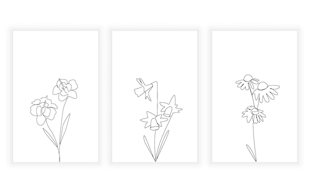 Dibujado a mano belleza flor línea arte estilo abstracto arte de una sola línea concepto mínimo