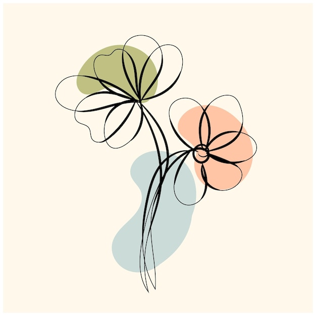 Dibujado a mano boceto flores ilustración elemento floral decorativo