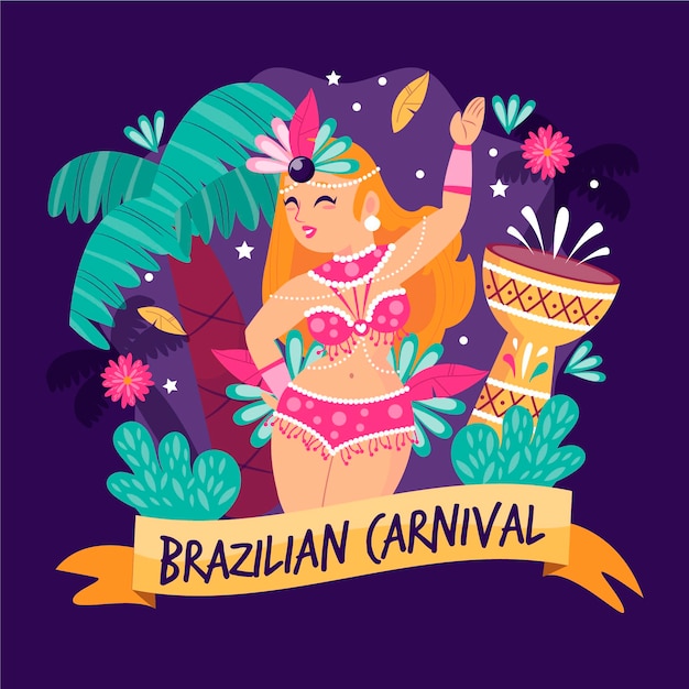 Dibujado a mano carnaval brasileño