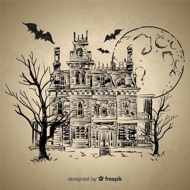 Dibujado a mano casa de halloween