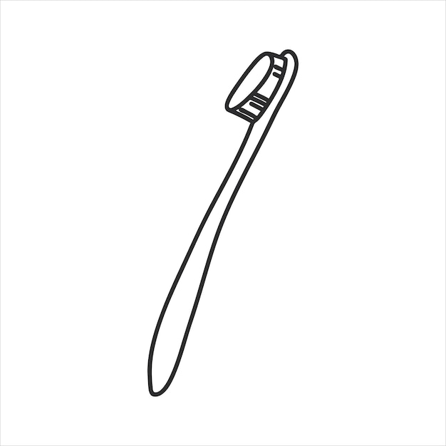 Vector dibujado a mano con cepillo de dientes dibujo de garabateo boceto de equipo de cuidado dental accesorio de higiene dental dibujado animado