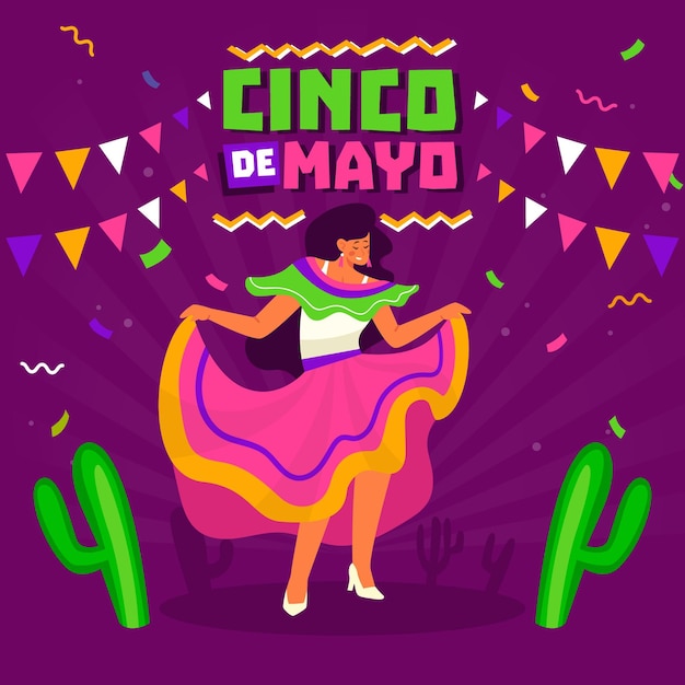 Dibujado a mano cinco de mayo ilustración
