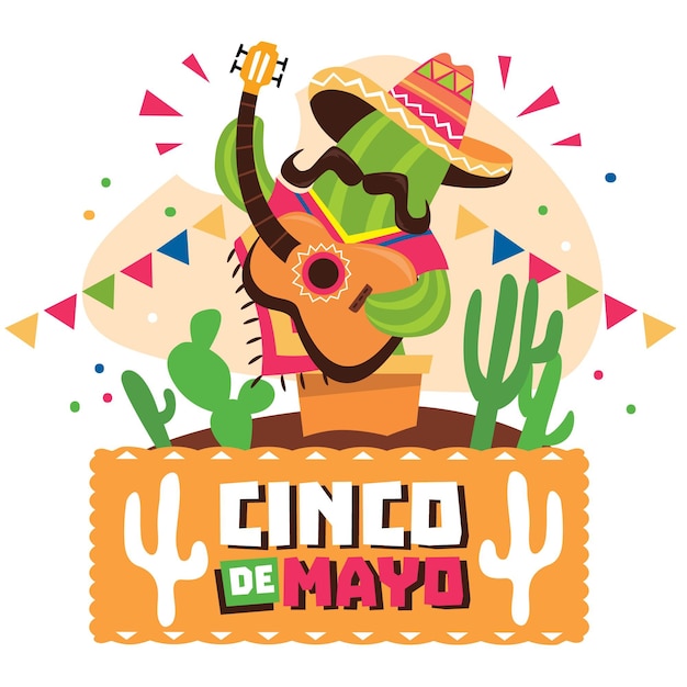 Dibujado a mano cinco de mayo ilustración