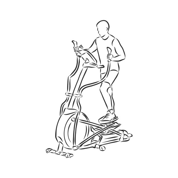 Dibujado a mano cinta de correr doodle Sketch icono de simuladores y equipos deportivos