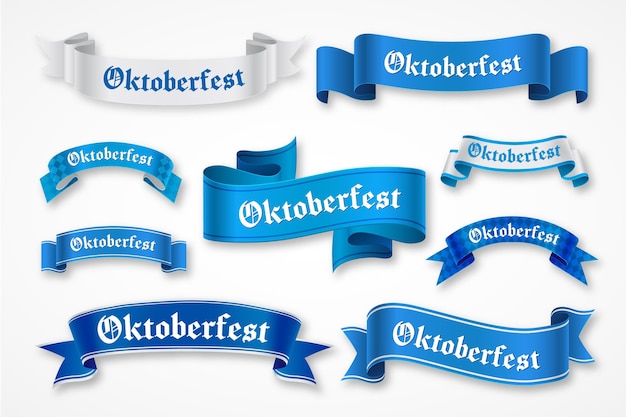 Vector dibujado a mano cintas azules oktoberfest