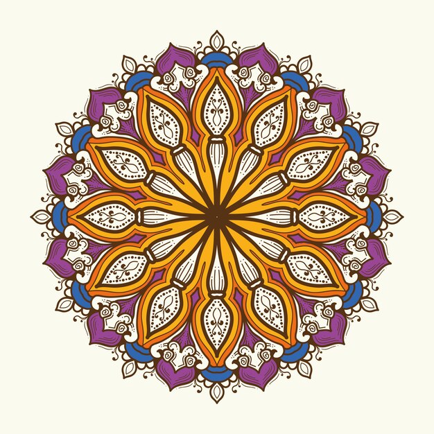 Dibujado a mano color mandala oriental