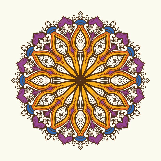 Dibujado a mano color mandala oriental