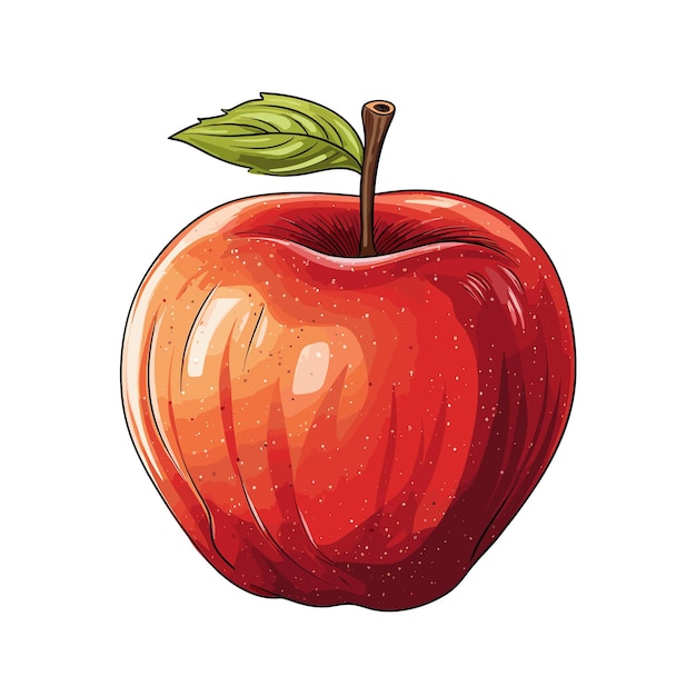 Dibujado A Mano Color Plano Fruta Manzana Ilustración