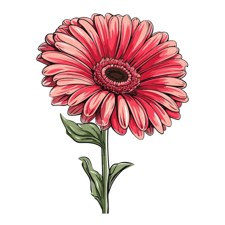 Vector dibujado a mano color plano margarita flor ilustración