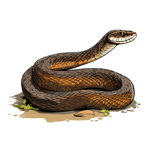 Vector dibujado a mano color plano mocasín de agua serpiente ilustración