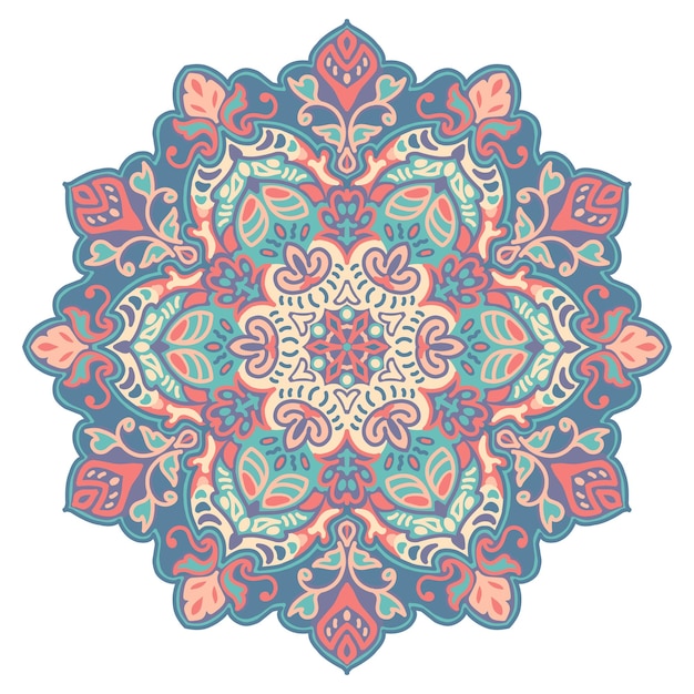 Dibujado a mano colorido mandala estilo islámico