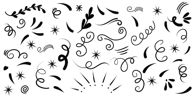 Vector dibujado a mano conjunto de elementos abstractos del doodle. utilizar para el diseño conceptual. aislado sobre fondo blanco. ilustración vectorial