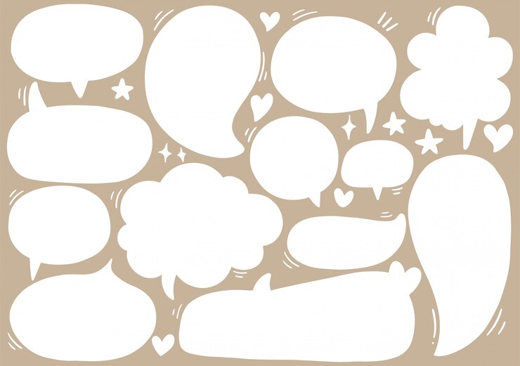 Vector dibujado a mano conjunto de lindo bocadillo en estilo doodle