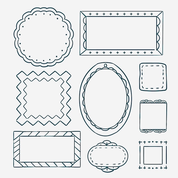 Vector dibujado a mano conjunto de marco geométrico doodle