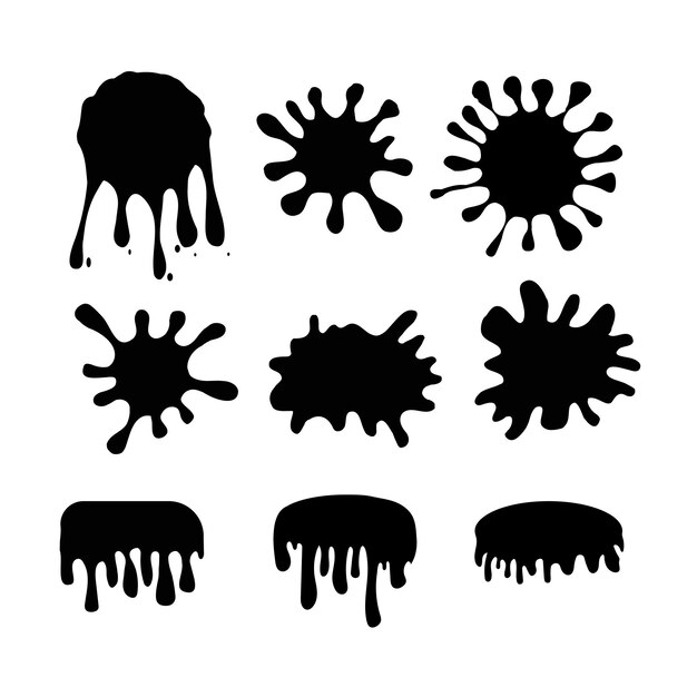 Dibujado a mano conjunto de salpicaduras de tinta Cortar ilustración vectorial aislada para su diseño web