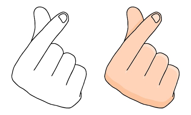 dibujado a mano corea corazón signo página para colorear para niños