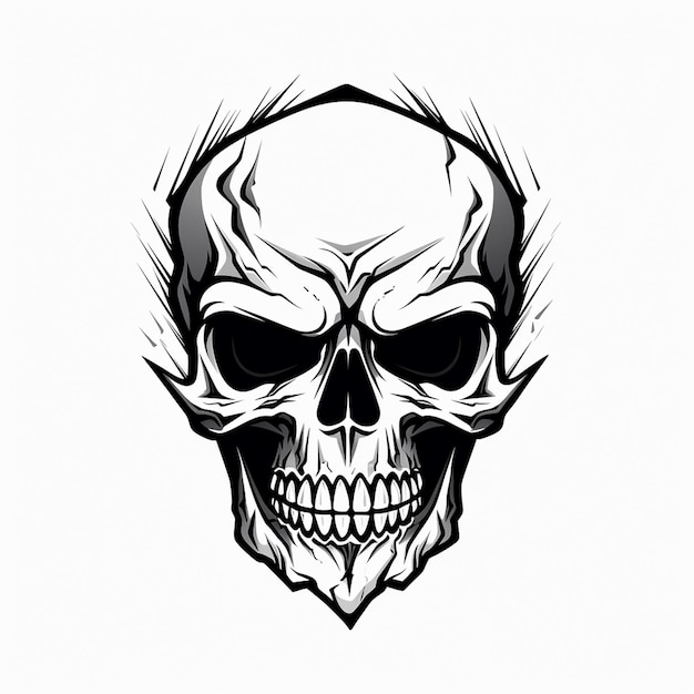 Dibujado a mano a cráneo digital logotipo de las fuerzas especiales esqueleto mano dedo medio cráneo