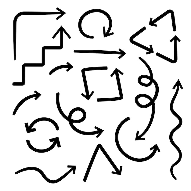 Dibujado a mano creativo diseño de conjunto de flechas