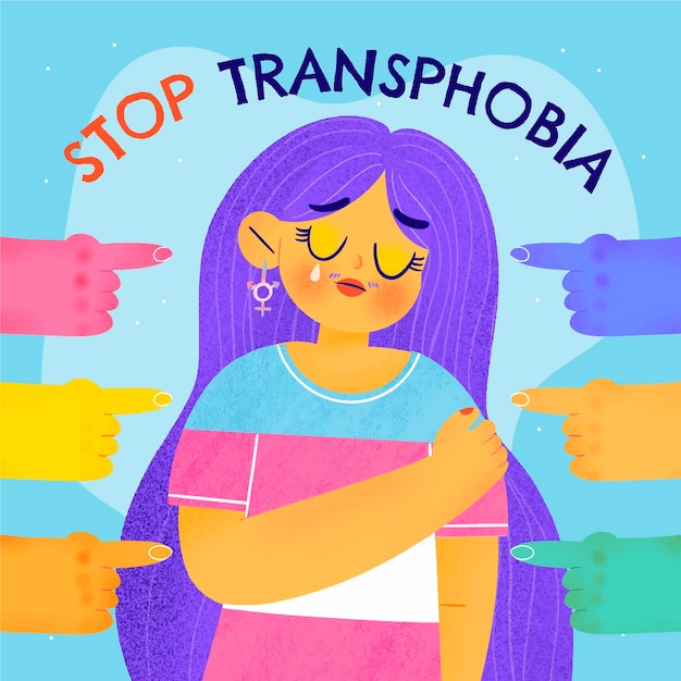 Vector dibujado a mano detener la transfobia ilustrada