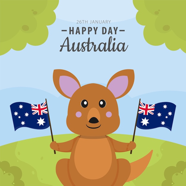 Dibujado a mano día de australia con lindo canguro