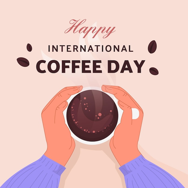 Dibujado a mano día internacional del café