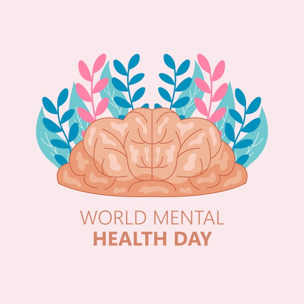 Vector dibujado a mano día mundial de la salud mental