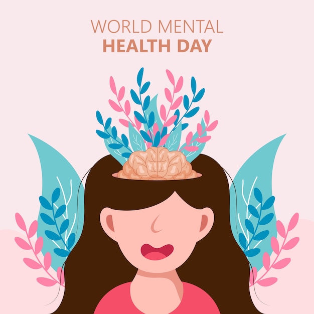 Dibujado a mano día mundial de la salud mental