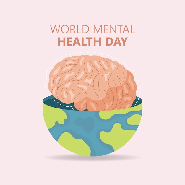 Dibujado a mano día mundial de la salud mental