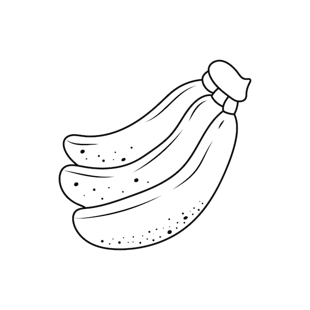 Vector dibujado a mano dibujado por niños ilustración vectorial de dibujos animados icono de fruta de tres plátanos maduros aislado