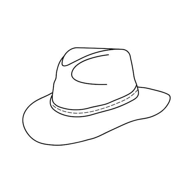 Dibujado a mano Dibujado por niños Ilustración vectorial de dibujos animados Sombrero boho Isolado en fondo blanco