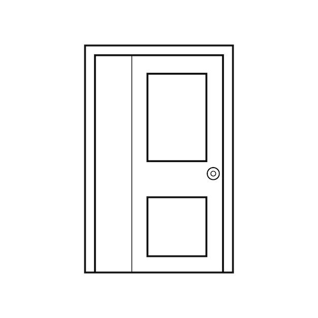 Dibujado a mano Dibujado por niños Ilustración vectorial Dos paneles Un tercio puerta iluminada Aislado