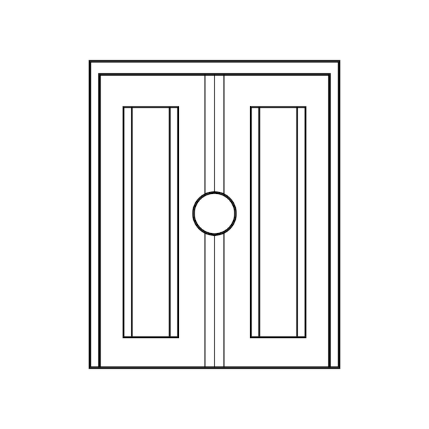 Dibujado a mano Dibujado por niños Ilustración vectorial puerta doble de baldosas estrechas aislada en fondo blanco