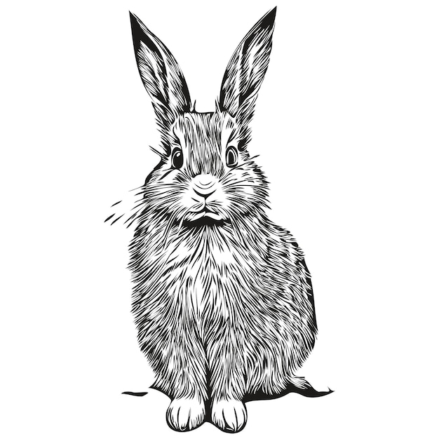 Dibujado a mano dibujos animados Conejo vector ilustración vintage liebre