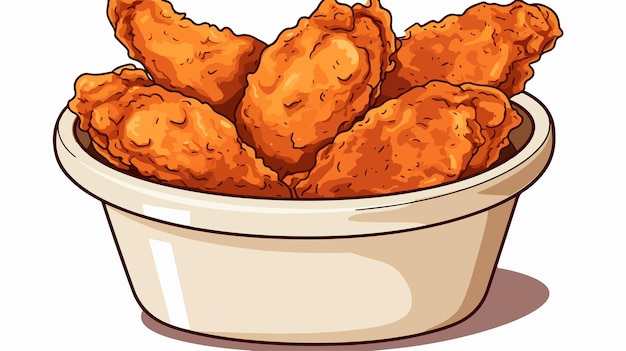 Dibujado a mano en dibujos animados un cubo de pollo frito