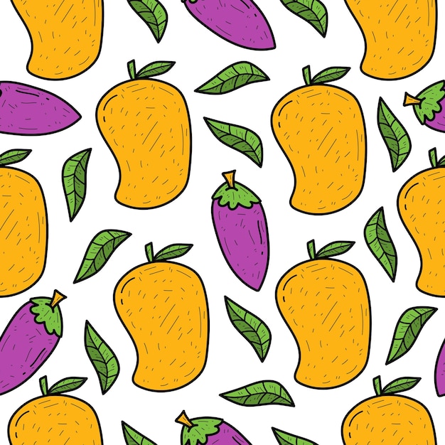 Dibujado a mano dibujos animados doodle fruta diseño de patrones sin fisuras