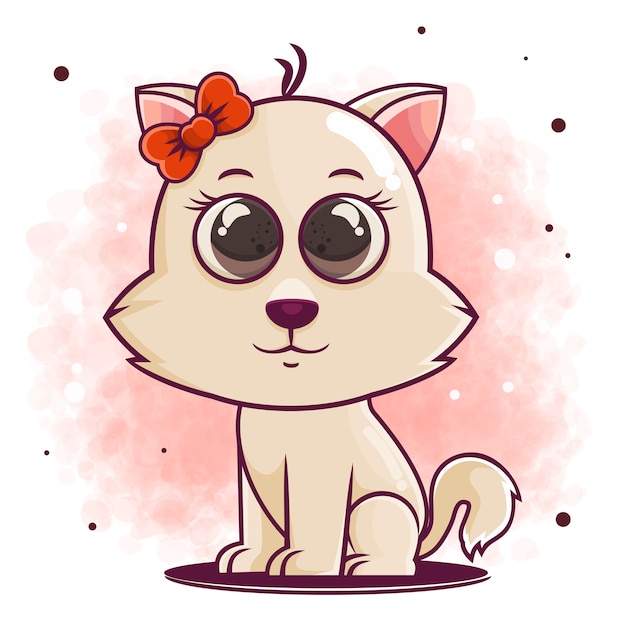 Dibujado a mano dibujos animados gato sentado ilustración