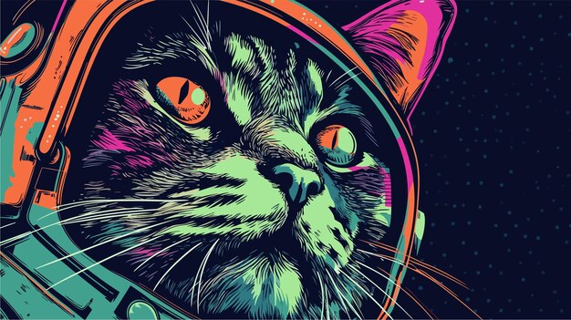 Dibujado a mano dibujos animados de gatos ilustración de arte pop