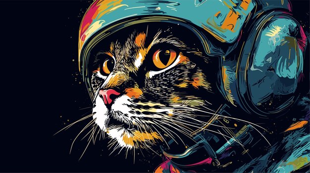 dibujado a mano dibujos animados de gatos ilustración de arte pop