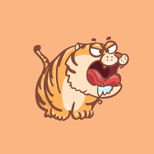 Dibujado a mano dibujos animados lindo tigre diseño de ilustración