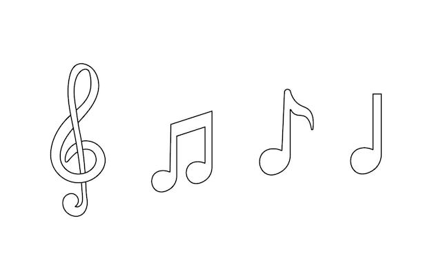 Vector dibujado a mano dibujos animados para niños ilustración vectorial icono de nota musical lindo isolado en blanco