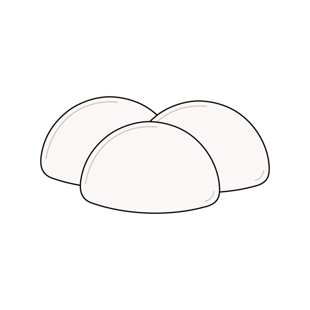 Dibujado a mano dibujos animados para niños ilustración vectorial icono de queso mozzarella aislado en blanco