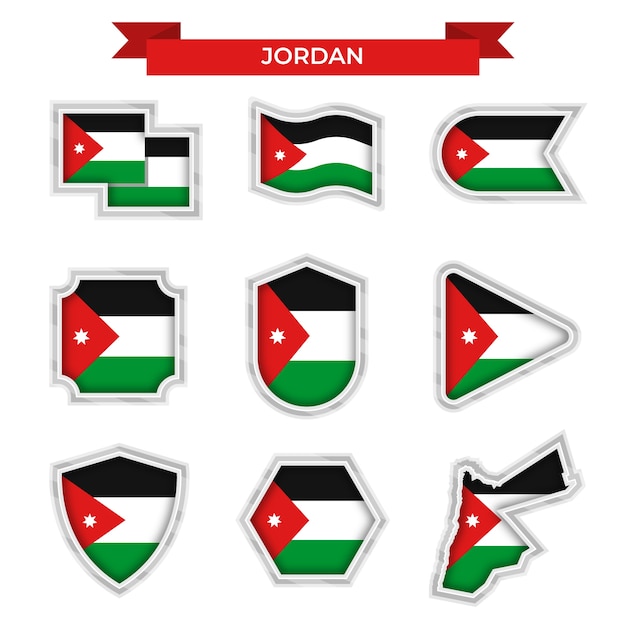 Dibujado a mano diseño plano emblemas nacionales jordan