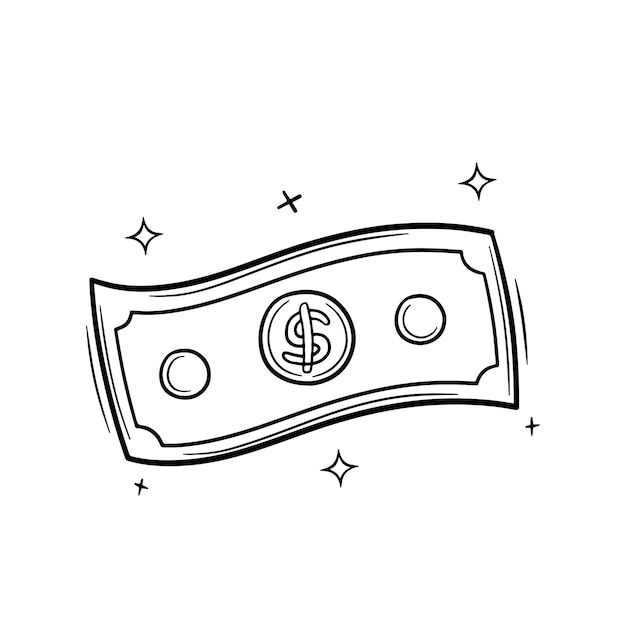 Dibujado a mano dólar dinero garabato vector dibujo ilustración