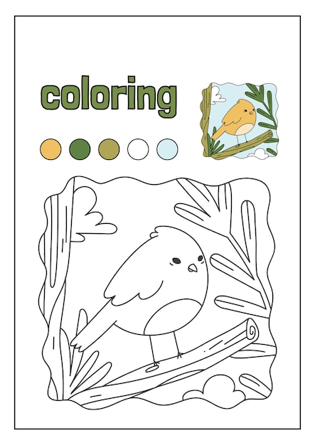 Dibujado a mano Doodle animal awaii libro para colorear ilustración para niños