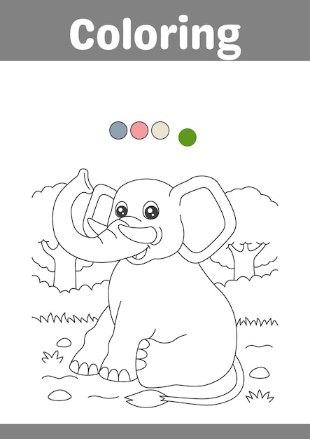 Dibujado a mano Doodle animal awaii libro para colorear ilustración para niños