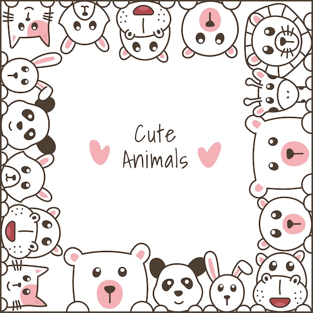 Dibujado a mano doodle animales lindos