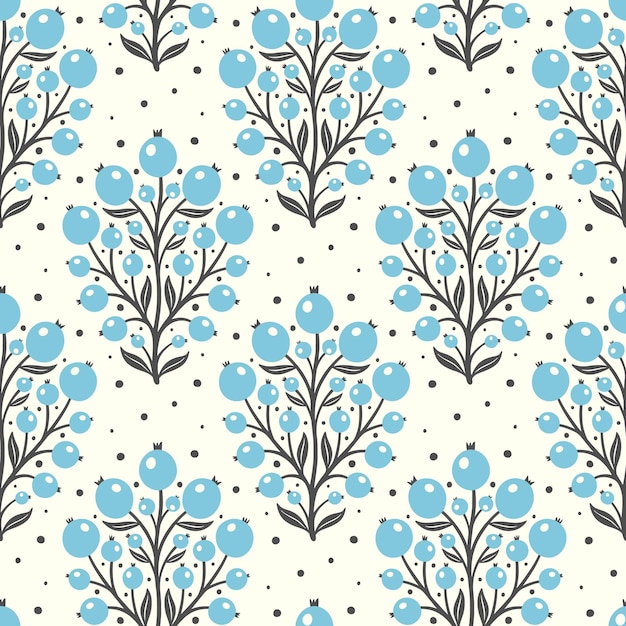 Dibujado a mano doodle decorativo bayas silueta de patrones sin fisuras textura de flor simple escandinava