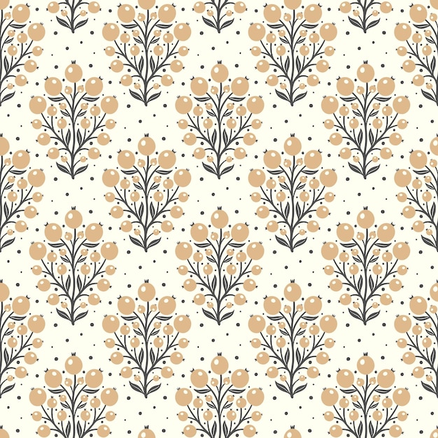 Dibujado a mano doodle decorativo bayas silueta de patrones sin fisuras textura de flor simple escandinava
