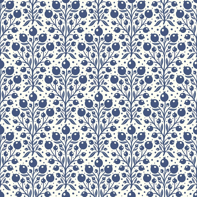 Dibujado a mano doodle decorativo bayas silueta de patrones sin fisuras textura de flor simple escandinava